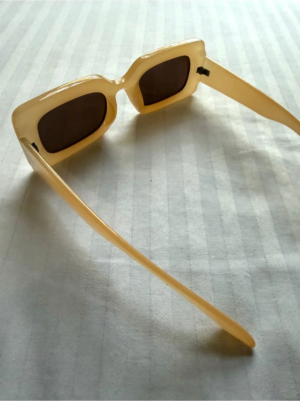 Y2K Cream Yellow Chunky Square Sunglasses - Vintage Style